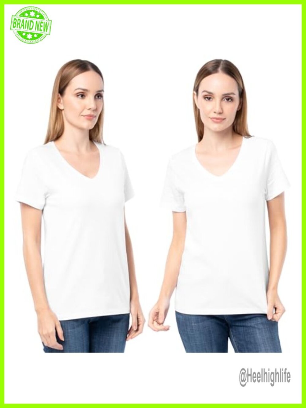 Short Sleeve V-Neck T-Shirt 2 Pack Relaxed Fit Cotton Tee